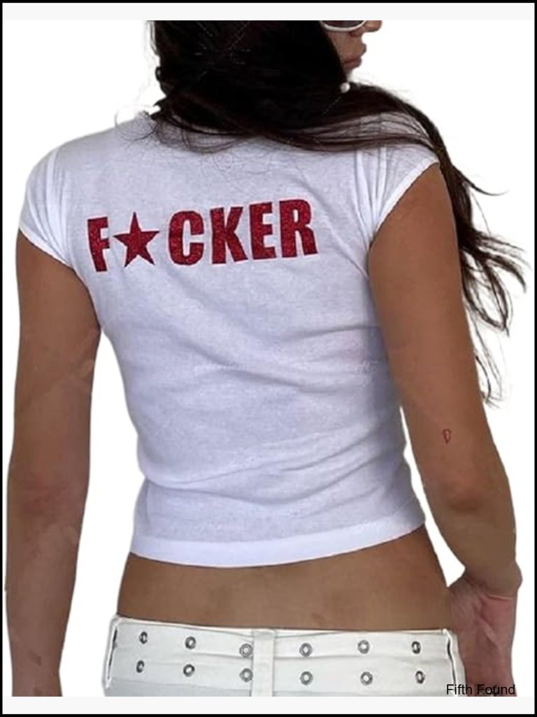Women's Crop Top Slim Fit Short Sleeve Graphic Tee Polyester Summer